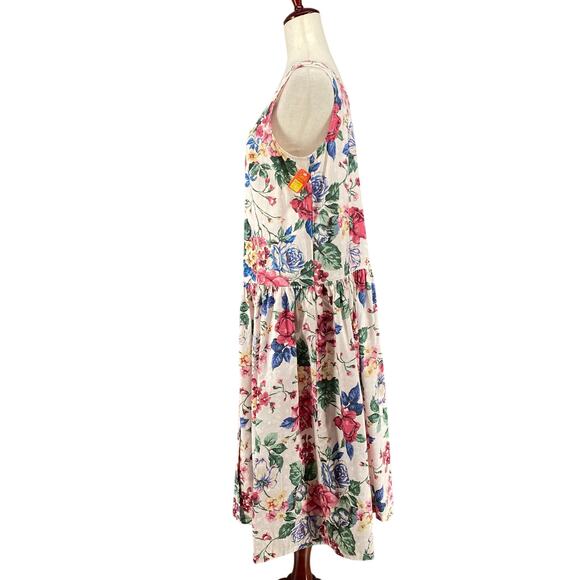 Vtg 80s 90s NOS Brights Creek Cottage Garden Midi Dress Romantic Boho 14? Floral - Picture 4 of 16